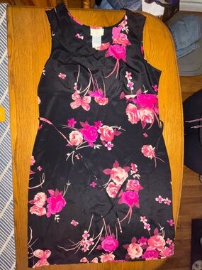 Premise Black Dress with Pink Floral Print
